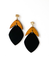 Load image into Gallery viewer, Valentina | Black | Polymer Clay &amp; Wood Single Drop Earrings | Signature Collection
