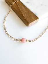 Load image into Gallery viewer, Clarke | Natural Pink Opal | Gold-filled Paperclip Chain Necklace | A+B LUXE
