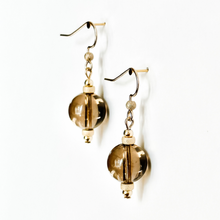 Load image into Gallery viewer, Lantern Drop | Smokey Quartz |  Gold-filled Earrings | A+B LUXE
