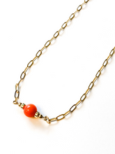 Load image into Gallery viewer, Clarke | Coral | Gold-filled Paperclip Chain Necklace | A+B LUXE
