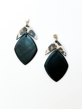 Load image into Gallery viewer, Valentina | Black &amp; Leopard | Polymer Clay &amp; Wood Single Drop Earrings | Signature Collection
