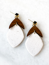 Load image into Gallery viewer, Valentina | Crushed Meringue | Polymer Clay &amp; Wood Single Drop Earrings | Signature Collection
