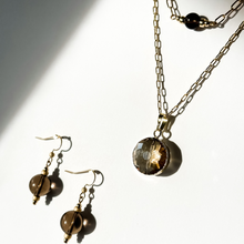 Load image into Gallery viewer, Clarke | Smokey Quartz | Gold-filled Paperclip Chain Necklace | A+B LUXE
