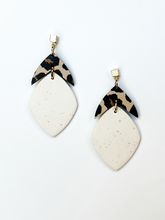 Load image into Gallery viewer, Valentina | Meringue &amp; Leopard | Polymer Clay &amp; Wood Single Drop Earrings | Signature Collection

