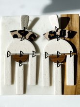 Load image into Gallery viewer, Paloma | Meringue &amp; Leopard | Polymer Clay &amp; Wood Earrings | Signature Collection
