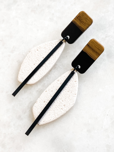 Sloane | Crushed Meringue & Wood Earrings | Signature Collection