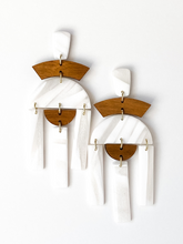 Load image into Gallery viewer, Paloma | Pearl White  | Polymer Clay &amp; Wood Earrings | Signature Collection
