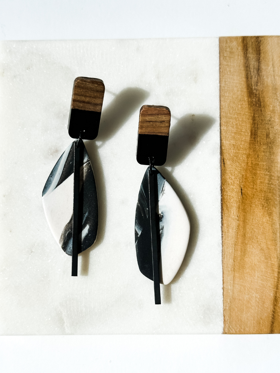 Sloane | MID-MOD | Polymer Clay & Wood Earrings | Signature Collection