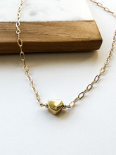 Load image into Gallery viewer, Clarke | Heart | Gold-filled Paperclip Chain Necklace | A+B LUXE
