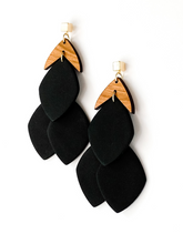 Load image into Gallery viewer, The Valentina | Matte Black | Polymer Clay Triple Drop Chandelier Earrings
