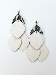 Valentina | Meringue & Leopard | Polymer Clay Triple Drop Chandelier Earrings | Signature Collection