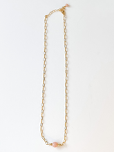Load image into Gallery viewer, Clarke | Natural Pink Opal | Gold-filled Paperclip Chain Necklace | A+B LUXE
