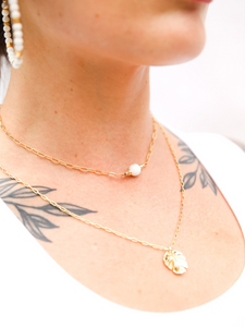 Clarke | White Buffalo Turquoise | Gold-filled Paperclip Chain Necklace | A+B LUXE