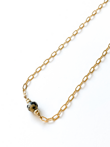 Clarke | Matte Jasper | Gold-filled Paperclip Chain Necklace | A+B LUXE