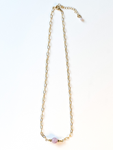 Load image into Gallery viewer, Clarke | Amethyst | Gold-filled Paperclip Chain Necklace | A+B LUXE
