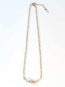 Clarke | Amethyst | Gold-filled Paperclip Chain Necklace | A+B LUXE
