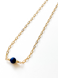 Clarke | Blue Lapis | Gold-filled Paperclip Chain Necklace | A+B LUXE