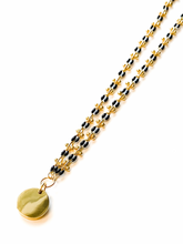 Load image into Gallery viewer, Aves | Black | Gold-filled Enamel Chain Link Necklace | Jen Lubián Collection
