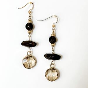 Drop Crystal | Smokey Quartz |  Champagne Crystal Gold-filled Earrings | AB Luxe Edit