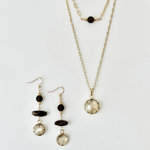 Clarke | Smokey Quartz | Gold-filled Paperclip Chain Necklace | A+B LUXE