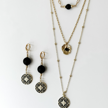 Load image into Gallery viewer, CLARKE | Black Onyx | Gold-filled Paperclip Chain Necklace | A+B LUXE
