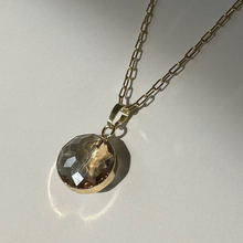 Load image into Gallery viewer, VINTAGE Bauble | Champagne Crystal | Gold-filled Paperclip Chain Necklace | A+B LUXE
