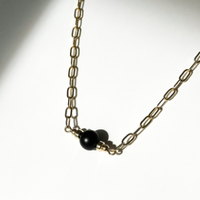 Load image into Gallery viewer, CLARKE | Black Onyx | Gold-filled Paperclip Chain Necklace | A+B LUXE
