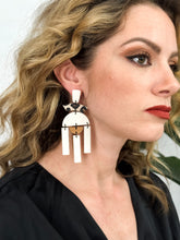Load image into Gallery viewer, Paloma | Meringue &amp; Leopard | Polymer Clay &amp; Wood Earrings | Signature Collection
