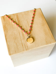 Aves | Hot Pink | Gold-filled Enamel Chain Link Necklace | Jen Lubián Collection
